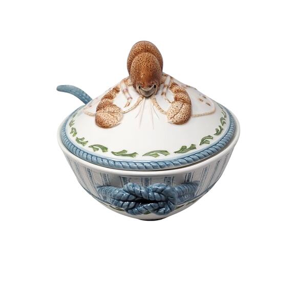 Fitz & Floyd Classics SEABOARD Lobster Soup Tureen With Ladle Crawfish Crawdad - Picture 6 of 16